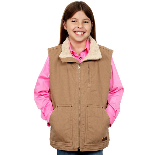Just Country Childrens Diamantina Sherpa Vest (BWOV2200) Khaki XS