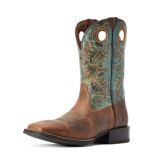 Ariat Mens Sport Rodeo Boots (10042403) Loco Brown/Roaring Turquoise