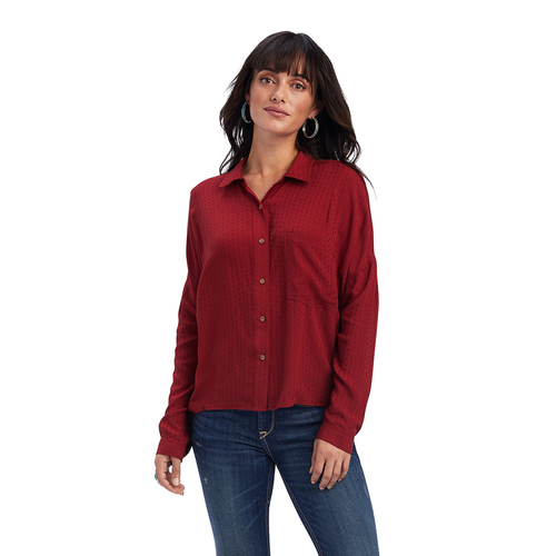Ariat Womens Valley of Fire Shirt (10041663) Sun-Dried Tomato L [SD]