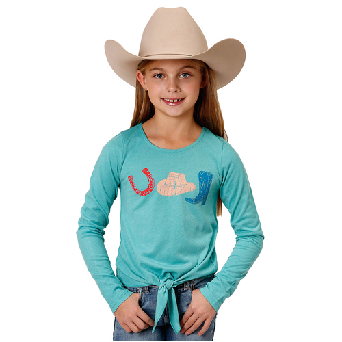 Roper Girls Five Star Collection L/S Tee (9513114) Solid Blue L [SD]