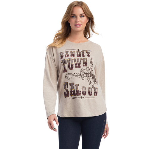 Ariat Womens Saloon L/S Top (10041308) Brown/Oatmeal Heather M [SD]
