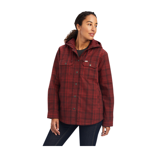 Ariat Womens Rebar Flannel Shirt Jacket (10041646) Rosewood S [SD]
