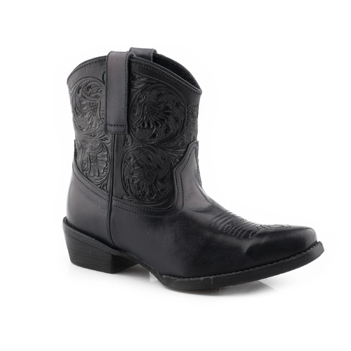 Roper Womens Dusty Tooled Boots (21980057) Black Leather 7.5