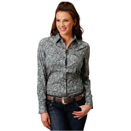 Roper Womens West Made Collection L/S Shirt (50064308) Print Grey S