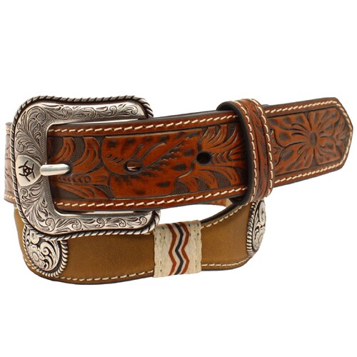 Ariat Boys Floral Embossed Scalloped 1-1/4" Belt (A1306644) Brown 24 [SD]