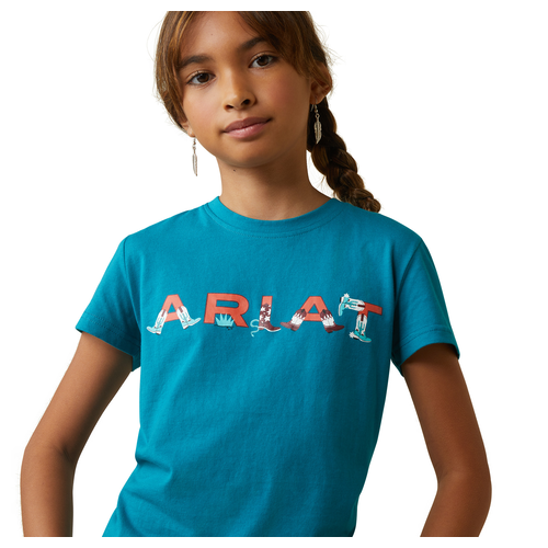 Ariat Girls Real Boot Kickin' S/S Tee (10043629) Exotic Plume S [SD]