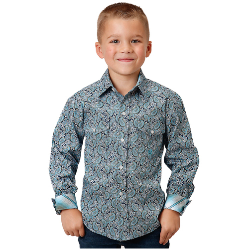 Roper Boys Amarillo Collection L/S Shirt (30225025) Print Blue XL