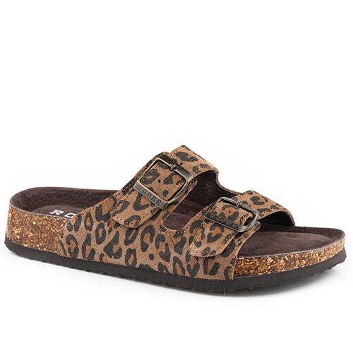 Roper Womens Delilah Sandals (21607144) Tan Leopard Suede 7 [SD]