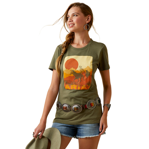 Ariat Womens Mustang Fever S/S Tee (10045466) Military Heather