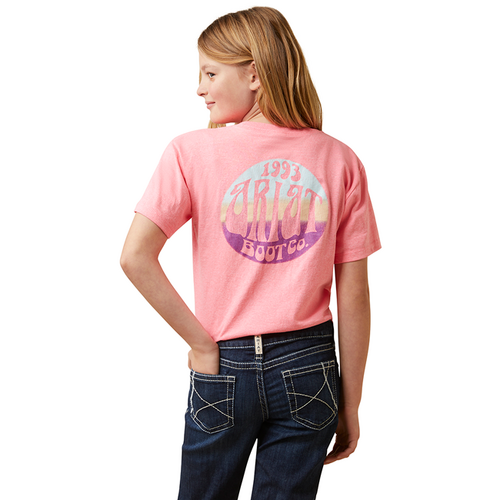 Ariat Girls Groovy S/S Tee (10045458) Neon Pink Heather XS [SD]