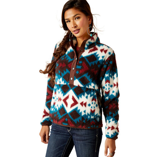 Ariat Womens Berber Snap Front Sweatshirt (10046253) Plainsview Print XS