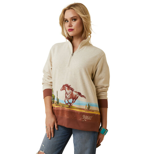 Ariat Womens Wild Horse Sweatshirt (10046255) Oatmeal Heather XS