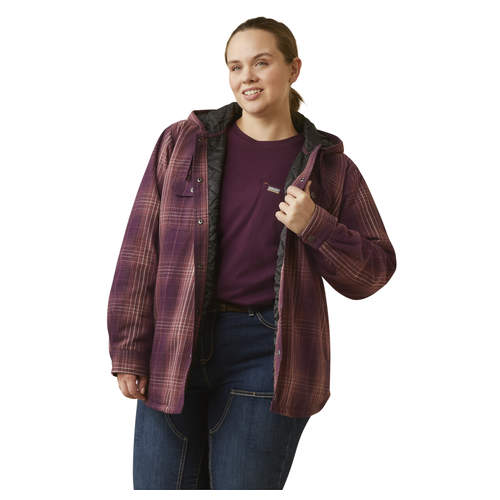 Ariat Womens Rebar Flannel Shirt Jacket (10046048) Potent Purple Plaid XS [GD]