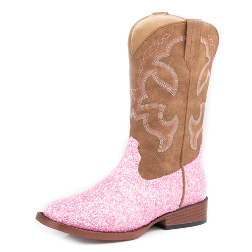 Roper Childrens Glitter Sparkle Boots (18191377) Pink Glitter/Brown 9