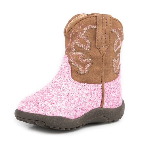 Roper Infants Cowbaby Glitter Sparkle Boots (16191377) Pink Glitter/Brown 1