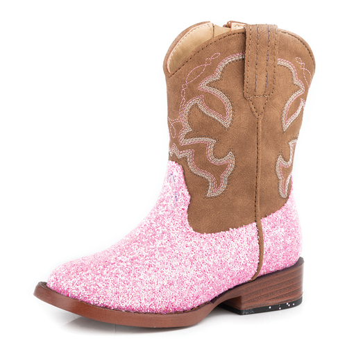 Roper Toddlers Glitter Sparkle Boots (17191377) Pink Glitter/Brown 5