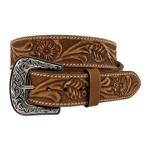 Roper Mens 1 1/2" Genuine Hand Tooled Leather Belt (9543500) Brown 36