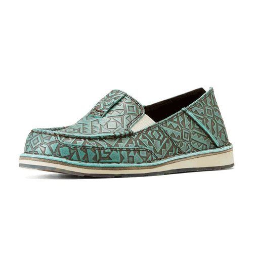 Ariat Womens Slip-On Cruiser Shoes (10046921) Turquoise Blanket Emboss 7B [SD]