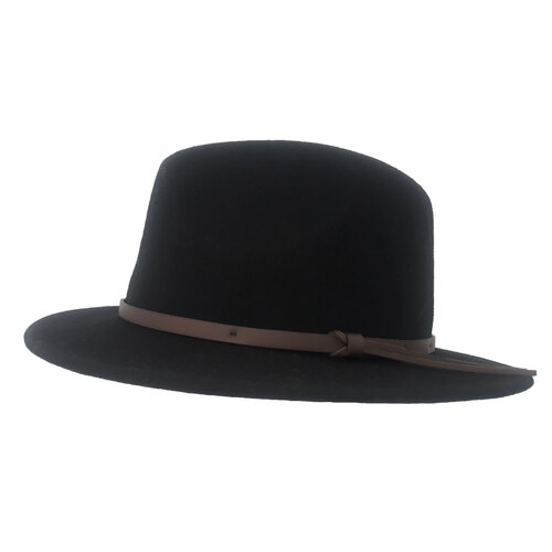 Statesman Bradbury Traveller Wool Felt Hat (M00047BB) Black S