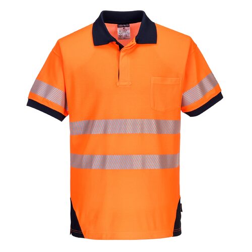 Portwest Mens PW3 Hi-Vis S/S Polo Shirt (T182) Orange/Navy S  [GD]