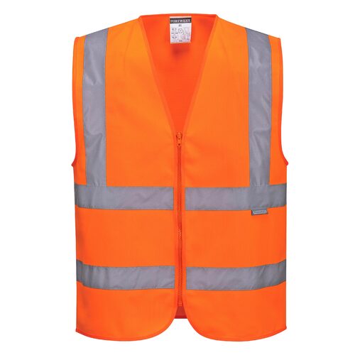 Portwest Mens Hi-Vis Zipped Band & Brace Vest (C375) Orange/Navy  [GD]