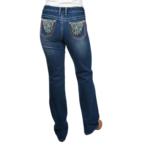 Pure Western Womens Skylar Relaxed Rider Jeans - 36 Leg (PCP2210504) True Blue 8 [AD]