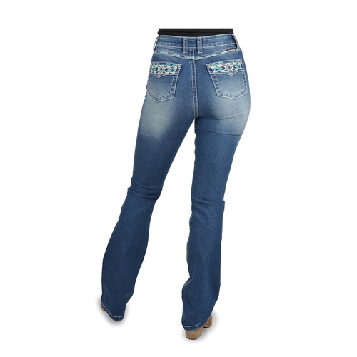 Pure Western Womens Abbi Hi-Waisted Bootcut Jeans - 34 Leg (PCP2213653) True Blue [SD]