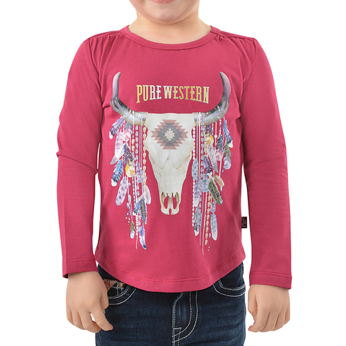 Pure Western Girls Lacey L/S Tee (P3W5525564) Beetroot 10 [SD]