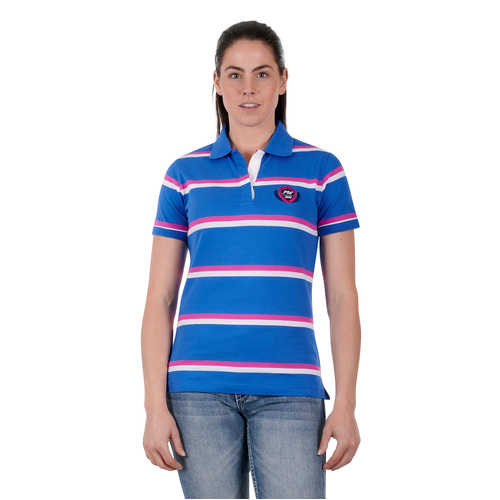 Pure Western Womens Emerie S/S Polo (P3S2563694) Blue/Pink 8 [SD]