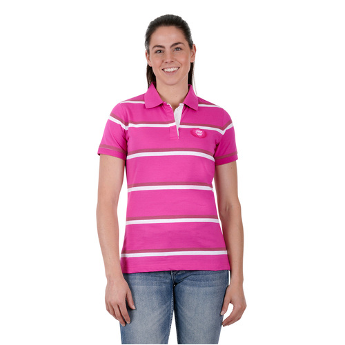 Pure Western Womens Emerie S/S Polo (P3S2563694) Pink/White 8 [SD]