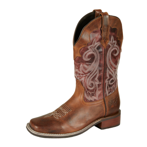 Pure Western Womens Texas Boots (P4W28427) Rust/Oiled Plum 8