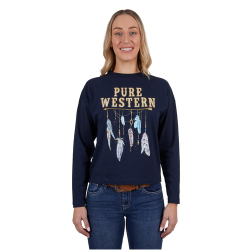 Pure Western Womens Astrid L/S Tee (P4W2518916) Navy 8