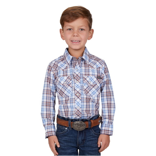 Pure Western Boys Lucas L/S Shirt (P4W3100823) White/Blue 4