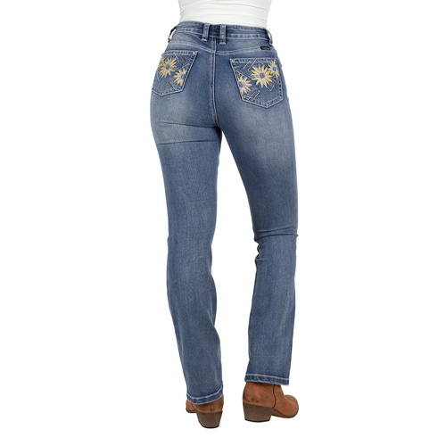 Pure Western Womens Amy Hi Rise Bootcut Jeans - 32 Leg (PCP2213935) Retro Blue 6