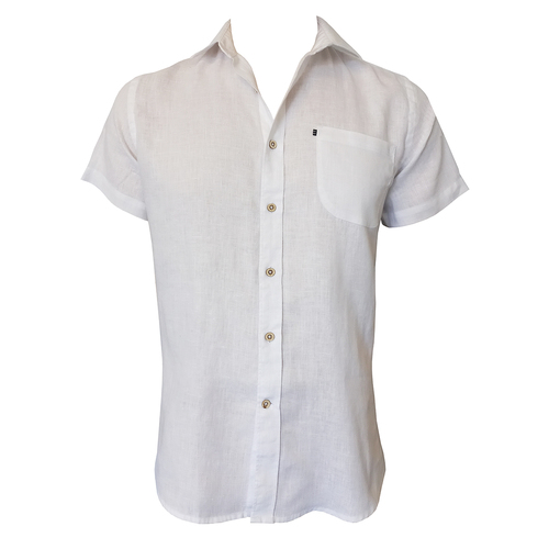 Ritemate Mens Pilbara Linen S/S Shirt (RMPC055S) White S 