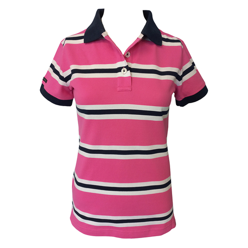 Ritemate Womens Pilbara Classic Cotton Polo (RMPC086) Pink/French Navy/White