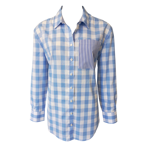 Ritemate Womens Pilbara Cotton L/S Shirt (RMPC096) Blue/White Check