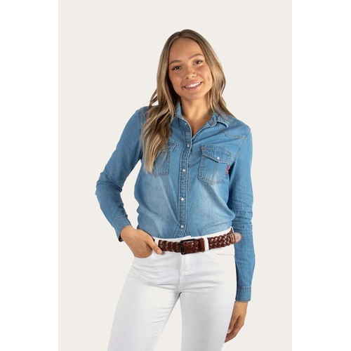 Ringers Western Womens Virginia Chambray Western Shirt (220209690) Vintage Light Blue 18 [GD]