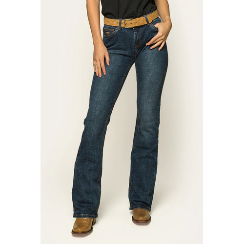 Ringers Western Womens Megan Low Rise Bootleg Jeans (218108019) Classic Blue 22 R [SD]