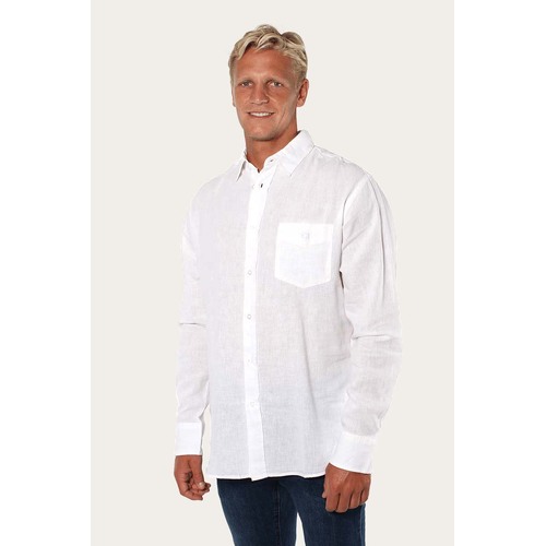 Ringers Western Mens Glenmorgan Relaxed Linen Dress Shirt (120209570) White 2XL [GD]