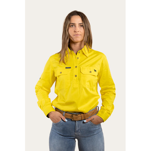 Ringers Western Womens Pentecost River Half Button Workshirt (171210002) Neon Yellow 12 [GD]