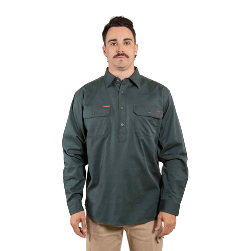Ringers Western Mens Southern Highlands Half Button Work Shirt (121101RW) Forest Green 4XL [GD]