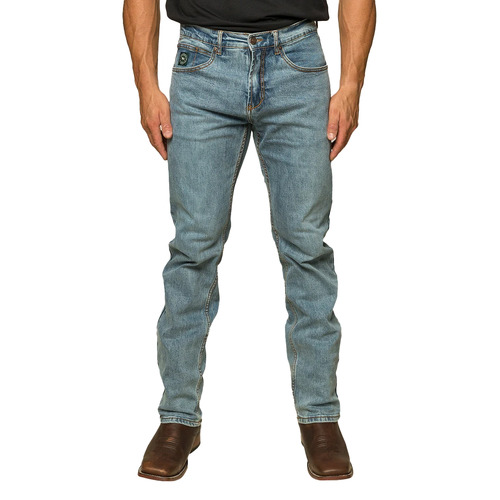 Ringers Western Mens Muster Slim Straight Mid Rise Jeans (121091RW) Light Wash Blue 32X32 [GD]
