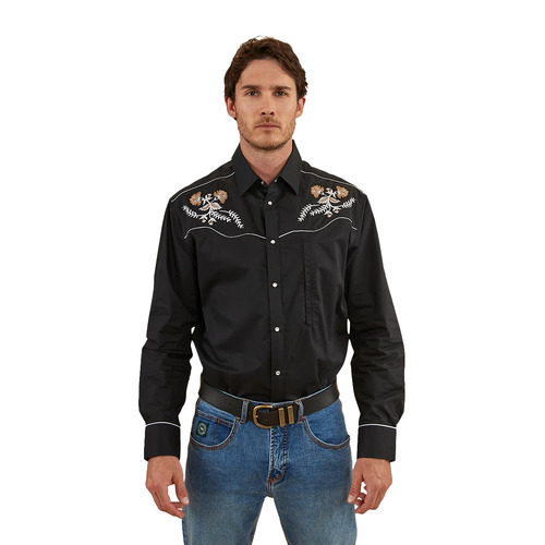 Ringers Western Mens Neilson Western L/S Dress Shirt (122104RW) Black S [GD]