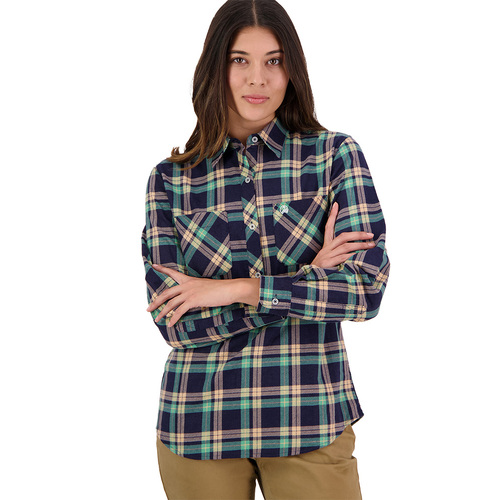 Swanndri Womens Egmont Half Button Shirt, Twin Pack (SE18225W) Fern/Royal Blue 10 [SD]