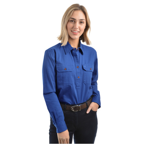 Thomas Cook Womens Contrast Light Drill Half Placket L/S Shirt (TCP2100182) Dutch Blue 8