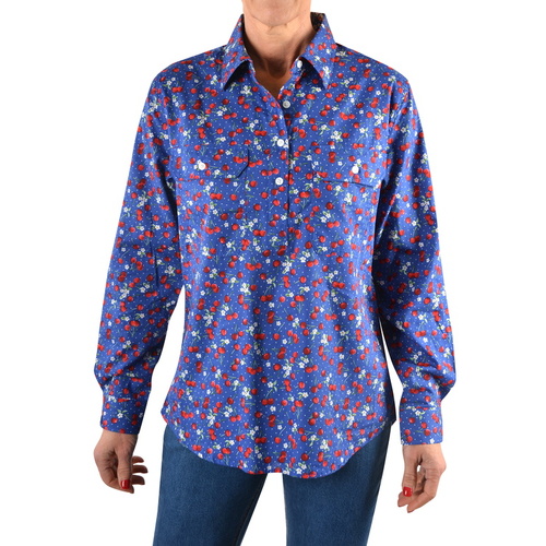 Hard Slog Womens Drew Half Button L/S Shirt (H2S2101070) Blue 10 [AD]