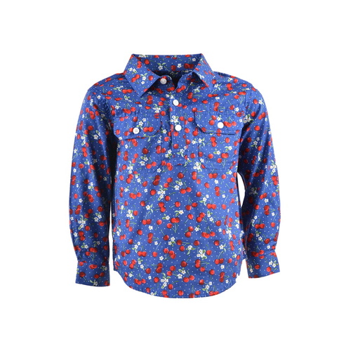 Hard Slog Childrens Drew Half Button L/S Shirt (H2S7101070) Blue 16 [SD]