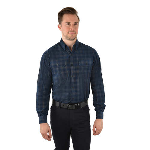 Thomas Cook Mens Glenn Cord Thermal Check L/S Shirt (T3W1115033) Navy/Tan S [SD]