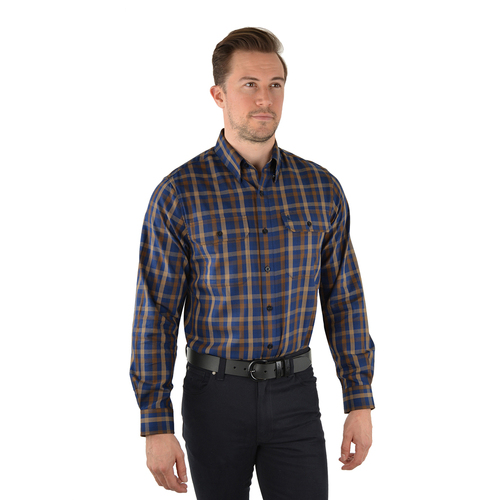 Thomas Cook Mens Mansfield Thermal Check L/S Shirt (T3W1115034) Blue/Tan [SD]